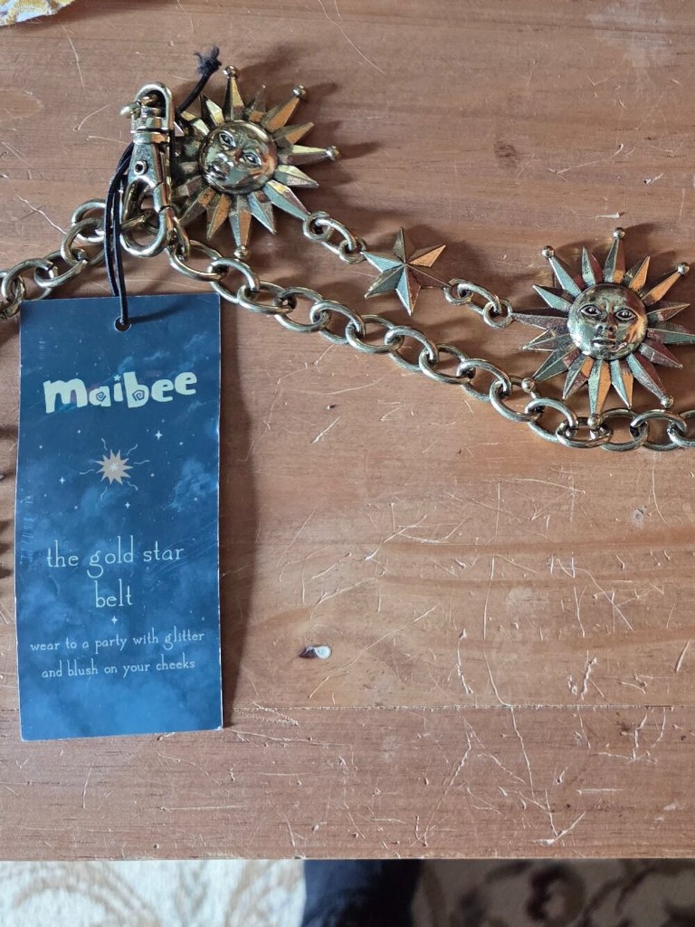 Maibees gold sun chain belt
